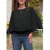 imageDokotoo Womens Blouses Dressy Casual Boat Neck Flowy Chiffon Blouses Poncho Batwing TopsBlack