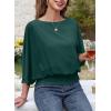 imageDokotoo Womens Blouses Dressy Casual Boat Neck Flowy Chiffon Blouses Poncho Batwing TopsBlackish Green