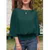 imageDokotoo Womens Blouses Dressy Casual Boat Neck Flowy Chiffon Blouses Poncho Batwing TopsBlackish Green