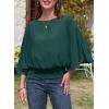 imageDokotoo Womens Blouses Dressy Casual Boat Neck Flowy Chiffon Blouses Poncho Batwing TopsBlackish Green