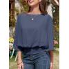 imageDokotoo Womens Blouses Dressy Casual Boat Neck Flowy Chiffon Blouses Poncho Batwing TopsDark Blue