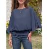 imageDokotoo Womens Blouses Dressy Casual Boat Neck Flowy Chiffon Blouses Poncho Batwing TopsDark Blue