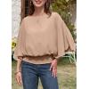 imageDokotoo Womens Blouses Dressy Casual Boat Neck Flowy Chiffon Blouses Poncho Batwing TopsPale Khaki