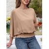 imageDokotoo Womens Blouses Dressy Casual Boat Neck Flowy Chiffon Blouses Poncho Batwing TopsPale Khaki