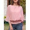 imageDokotoo Womens Blouses Dressy Casual Boat Neck Flowy Chiffon Blouses Poncho Batwing TopsPeach Blossom