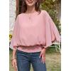 imageDokotoo Womens Blouses Dressy Casual Boat Neck Flowy Chiffon Blouses Poncho Batwing TopsPeach Blossom