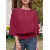 imageDokotoo Womens Blouses Dressy Casual Boat Neck Flowy Chiffon Blouses Poncho Batwing TopsRed Dahlia