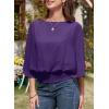 imageDokotoo Womens Blouses Dressy Casual Boat Neck Flowy Chiffon Blouses Poncho Batwing TopsTillandsia Purple