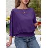 imageDokotoo Womens Blouses Dressy Casual Boat Neck Flowy Chiffon Blouses Poncho Batwing TopsTillandsia Purple