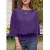 imageDokotoo Womens Blouses Dressy Casual Boat Neck Flowy Chiffon Blouses Poncho Batwing TopsTillandsia Purple