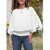 imageDokotoo Womens Blouses Dressy Casual Boat Neck Flowy Chiffon Blouses Poncho Batwing TopsWhite