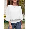 imageDokotoo Womens Blouses Dressy Casual Boat Neck Flowy Chiffon Blouses Poncho Batwing TopsWhite