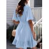 imageDokotoo Womens Dress 2025 Summer Deep V Neck Elegant Ruffle Mini Dress Waist Dresses S2XLBeau Blue