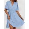imageDokotoo Womens Dress 2025 Summer Deep V Neck Elegant Ruffle Mini Dress Waist Dresses S2XLBeau Blue