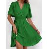 imageDokotoo Womens Dress 2025 Summer Deep V Neck Elegant Ruffle Mini Dress Waist Dresses S2XLDark Green