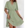 imageDokotoo Womens Dress 2025 Summer Deep V Neck Elegant Ruffle Mini Dress Waist Dresses S2XLLaurel Green