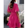 imageDokotoo Womens Dress 2025 Summer Deep V Neck Elegant Ruffle Mini Dress Waist Dresses S2XLRose Red