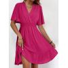imageDokotoo Womens Dress 2025 Summer Deep V Neck Elegant Ruffle Mini Dress Waist Dresses S2XLRose Red
