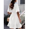 imageDokotoo Womens Dress 2025 Summer Deep V Neck Elegant Ruffle Mini Dress Waist Dresses S2XLWhite