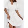 imageDokotoo Womens Dress 2025 Summer Deep V Neck Elegant Ruffle Mini Dress Waist Dresses S2XLWhite