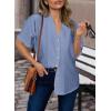 imageDokotoo Womens Dressy Casual V Neck Short Sleeve Button Down Shirts Relaxed Work Business Loose Blouses TopsDusk Blue