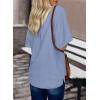 imageDokotoo Womens Dressy Casual V Neck Short Sleeve Button Down Shirts Relaxed Work Business Loose Blouses TopsDusk Blue