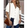 imageDokotoo Womens Dressy Casual V Neck Short Sleeve Button Down Shirts Relaxed Work Business Loose Blouses TopsWhite