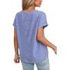 imageDokotoo Womens Summer Casual Button Short Sleeve V Neck Shirts Oversized Solid Cotton Blouses TopsBeau Blue