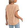 imageDokotoo Womens Summer Casual Button Short Sleeve V Neck Shirts Oversized Solid Cotton Blouses TopsLight French Beige