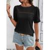 imageDokotoo Womens Summer Casual Hollow Out Lace Trendy Shirts Blouses Short Sleeve Crewneck Loose Fit Tunic TopsBlack