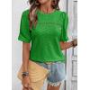 imageDokotoo Womens Summer Casual Hollow Out Lace Trendy Shirts Blouses Short Sleeve Crewneck Loose Fit Tunic TopsDark Green
