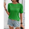 imageDokotoo Womens Summer Casual Hollow Out Lace Trendy Shirts Blouses Short Sleeve Crewneck Loose Fit Tunic TopsDark Green
