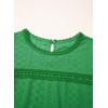 imageDokotoo Womens Summer Casual Hollow Out Lace Trendy Shirts Blouses Short Sleeve Crewneck Loose Fit Tunic TopsDark Green