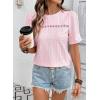 imageDokotoo Womens Summer Casual Hollow Out Lace Trendy Shirts Blouses Short Sleeve Crewneck Loose Fit Tunic TopsLight Pink