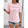 imageDokotoo Womens Summer Casual Hollow Out Lace Trendy Shirts Blouses Short Sleeve Crewneck Loose Fit Tunic TopsLight Pink