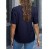 imageDokotoo Womens Summer Casual Hollow Out Lace Trendy Shirts Blouses Short Sleeve Crewneck Loose Fit Tunic TopsNavy Blue