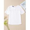 imageDokotoo Womens Summer Casual Hollow Out Lace Trendy Shirts Blouses Short Sleeve Crewneck Loose Fit Tunic TopsWhite