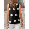 imageDokotoo Womens Summer Tops 2025 Casual Striped Color Block High Neck Tank Top Loose Knit High Low Sleeveless Shirts BlousesFloral Black