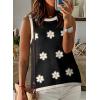 imageDokotoo Womens Summer Tops 2025 Casual Striped Color Block High Neck Tank Top Loose Knit High Low Sleeveless Shirts BlousesFloral Black