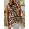 imageDokotoo Womens Summer Tops 2025 Casual Striped Color Block High Neck Tank Top Loose Knit High Low Sleeveless Shirts BlousesLeopard Khaki