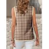imageDokotoo Womens Summer Tops 2025 Casual Striped Color Block High Neck Tank Top Loose Knit High Low Sleeveless Shirts BlousesPlaid Brown