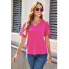 imageDokotoo Womens Summer Tops 2026 Short Sleeve Shirts Business Casual Tops Fashion Casual BlousesRose Red