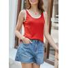 imageDokotoo Womens Tank Tops 2025 Crewneck Ribbed Colorblock Casual Summer Tops Basic Sleeveless ShirtsRed
