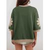 imageDokotoo Womens Tops 2026 Summer 34 Sleeve Floral Sweatshirt Casual Crew Neck Oversized Colorblock BlousesGreen