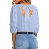 imageDokotoo Blouses for Women Dressy Casual Crewneck 34 Length Sleeve Womens Tops Loose Business Work ShirtsBlue