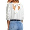 imageDokotoo Blouses for Women Dressy Casual Crewneck 34 Length Sleeve Womens Tops Loose Business Work ShirtsWhite
