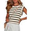 imageDokotoo Tank Top for Women 2025 Striped Casual Crewneck Sleeveless Lightweight Sweater Vest Knit Summer ClothesBlack Stripe
