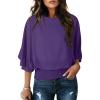 imageDokotoo Womens Blouses Dressy Casual Boat Neck Flowy Chiffon Blouses Poncho Batwing TopsTillandsia Purple
