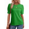 imageDokotoo Womens Summer Casual Hollow Out Lace Trendy Shirts Blouses Short Sleeve Crewneck Loose Fit Tunic TopsDark Green