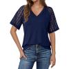 imageDokotoo Womens Summer Tops 2026 Short Sleeve Shirts Business Casual Tops Fashion Casual BlousesNavy Blue